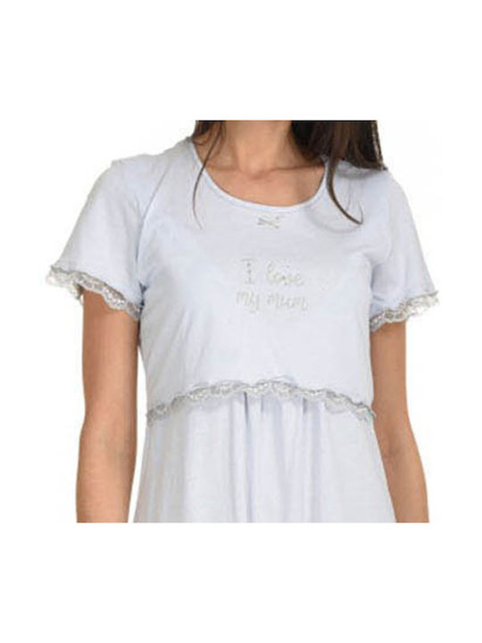 Primavera Nightgown Maternity & Nursing Light Blue