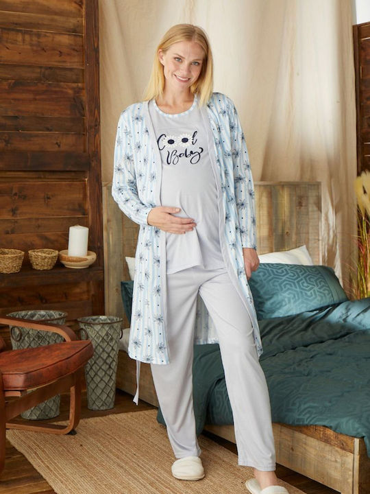 PijaMood Robe Schwangerschaft & Stillen in Hellblau Farbe