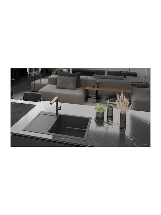 Tesa SQT104 Chiuvetă De Bucătărie Drop-In Din Granit Lichid L86xL50cm Neagră