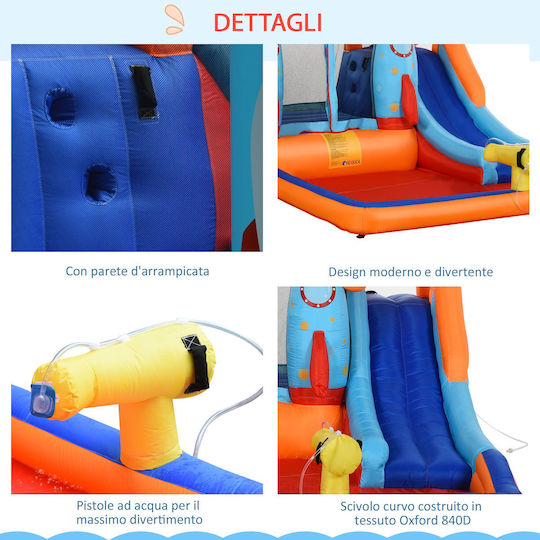 Outsunny Φουσκωτό Rocket Fun με Τραμπολίνο & Τσουλήθρα για 3+ Ετών