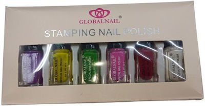 Globalnail Stamps for Nails in Purple Color 6pcs