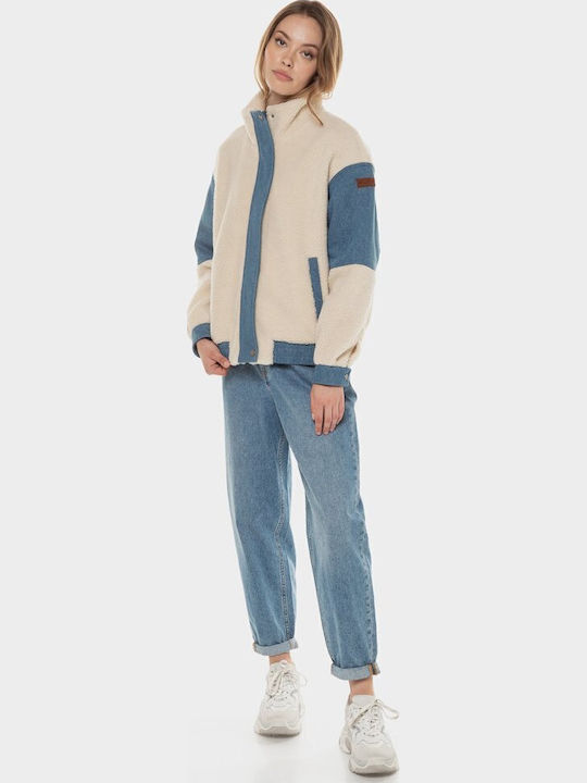 Wrap It Up Sherpa Γυναικείο Μπεζ Overshirt Oversized