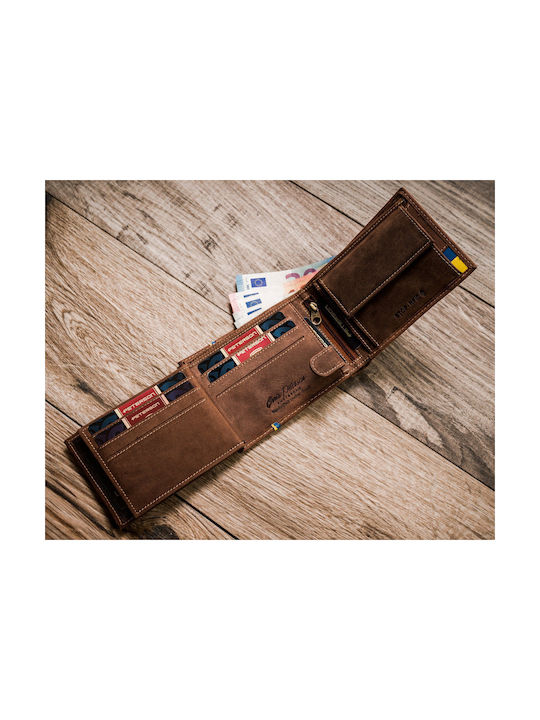 Leather Men's Wallet with RFID Brown