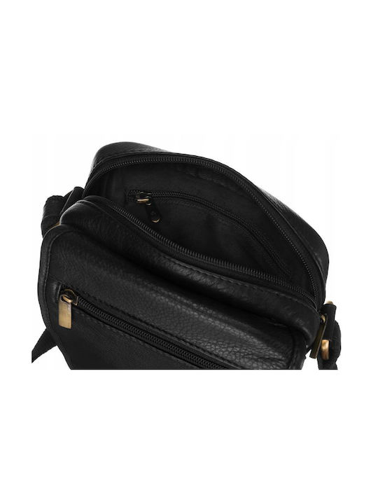 Leather Men's Bag Messenger Black
