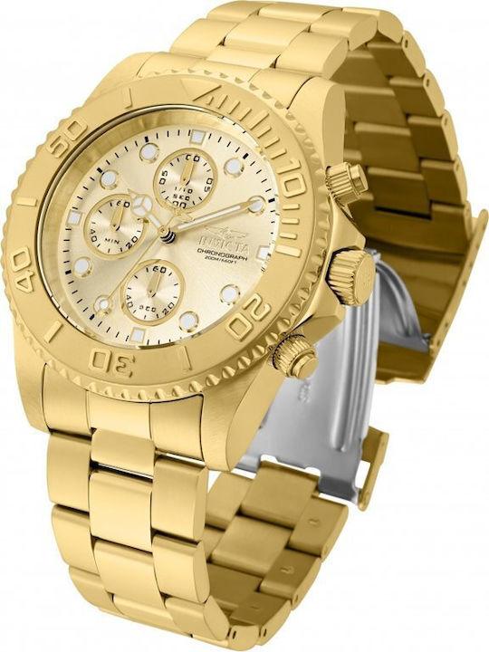 Invicta Ανδρικό Ρολόι 43.5mm Χρονογράφος Μπαταρίας με Μεταλλικό Μπρασελέ