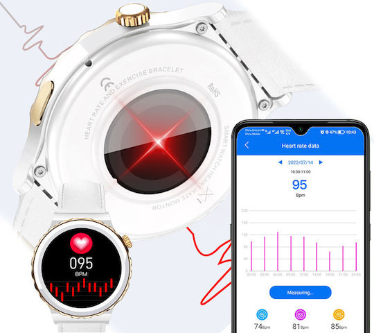 Rubicon SR038B Smartwatch mit Pulsmesser (Weiß)