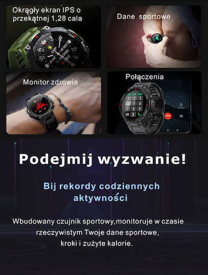 Gravity GT7 Smartwatch με Παλμογράφο (Μαύρο)