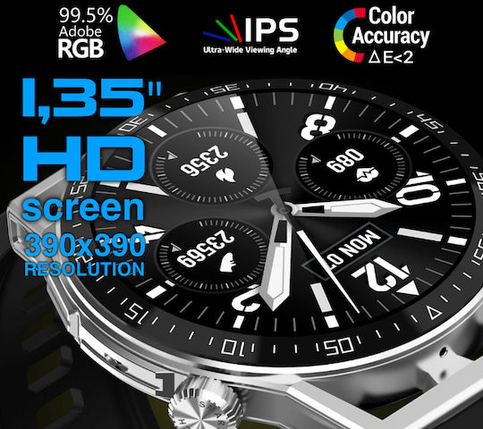 Rubicon SR033D Smartwatch με Παλμογράφο (Μαύρο)