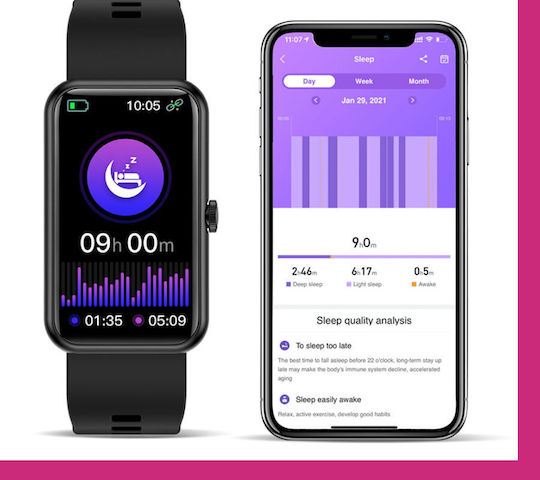 Rubicon SR032E Smartwatch με Παλμογράφο (Ροζ)