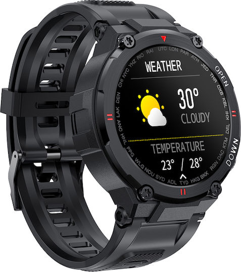 Gravity GT7 Smartwatch με Παλμογράφο (Μαύρο)