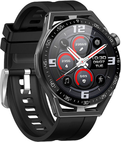Rubicon SR033D Smartwatch με Παλμογράφο (Μαύρο)