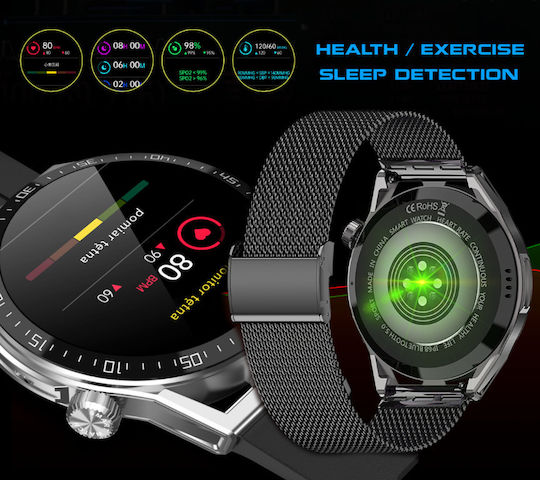 Rubicon SR033D Smartwatch με Παλμογράφο (Μαύρο)
