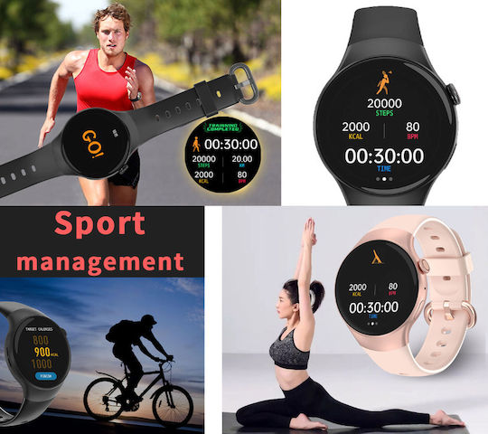 Rubicon SR031A Smartwatch με Παλμογράφο (Μαύρο)