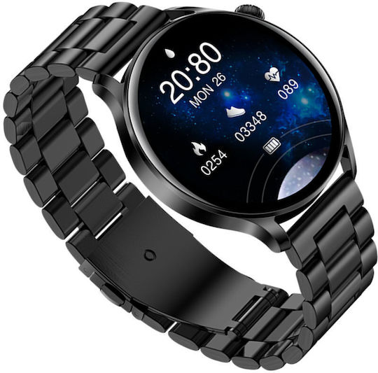 Rubicon SR045C Aluminium 42mm Smartwatch mit Pulsmesser (Schwarz)