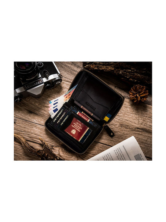 Кожен Мъжки Портфейл с RFID Черен