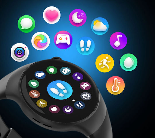 Rubicon SR031A Smartwatch με Παλμογράφο (Μαύρο)
