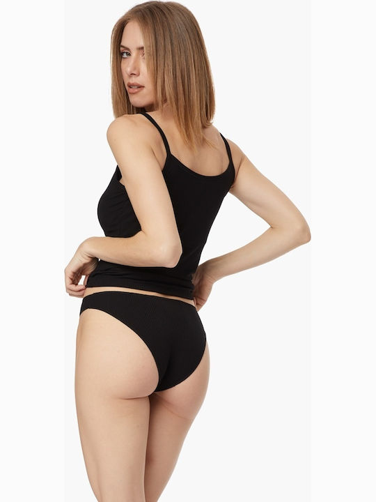 Fimelle Women's T-Shirt with Spaghetti Strap Black