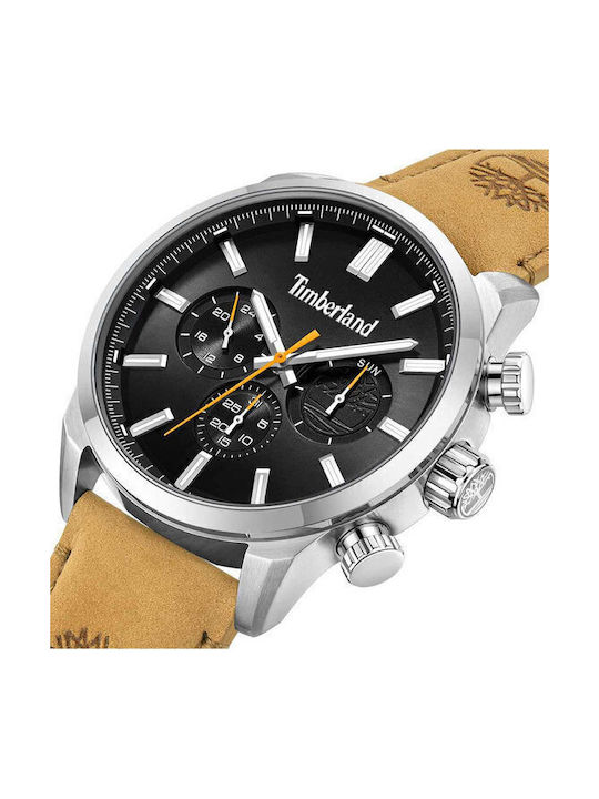 Timberland Henniker Ii Ανδρικό Ρολόι 46mm Μπαταρίας με Καφέ Δερμάτινο Λουράκι