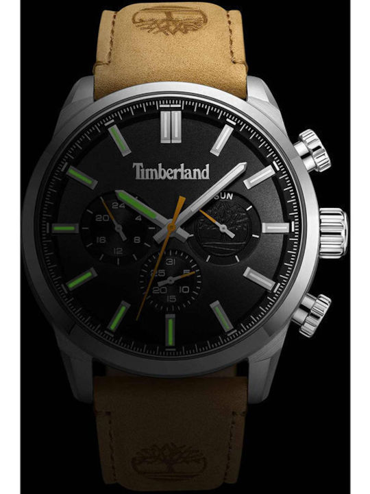 Timberland Henniker Ii Ανδρικό Ρολόι 46mm Μπαταρίας με Καφέ Δερμάτινο Λουράκι