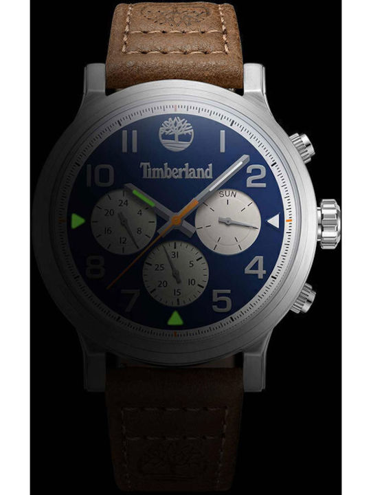 Timberland Ανδρικό Ρολόι 46mm Μπαταρίας με Καφέ Δερμάτινο Λουράκι
