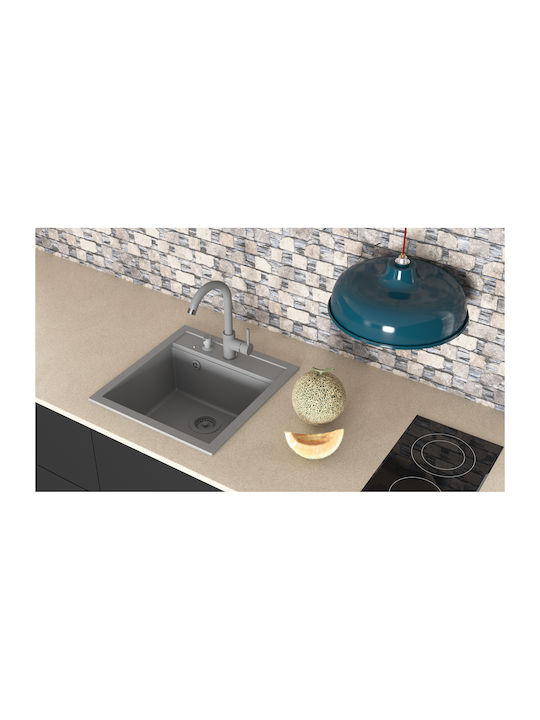 Tesa SQT100 Drop-In Küchenspüle aus Flüssigem Granit M49xB51cm Graue