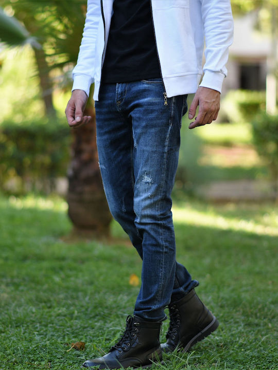 Men's Jeans Pants Elastic with Slim Fit Blue