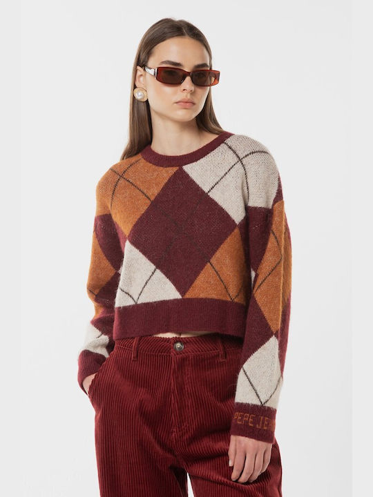 Pepe Jeans Women's Long Sleeve Sweater Burgundy