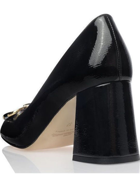 Patent Leather Black Medium Heels