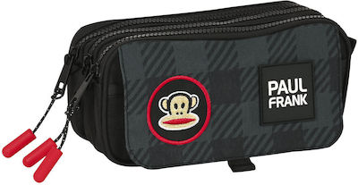 Paul Frank Fabric Black Pencil Case with 2 Compartments