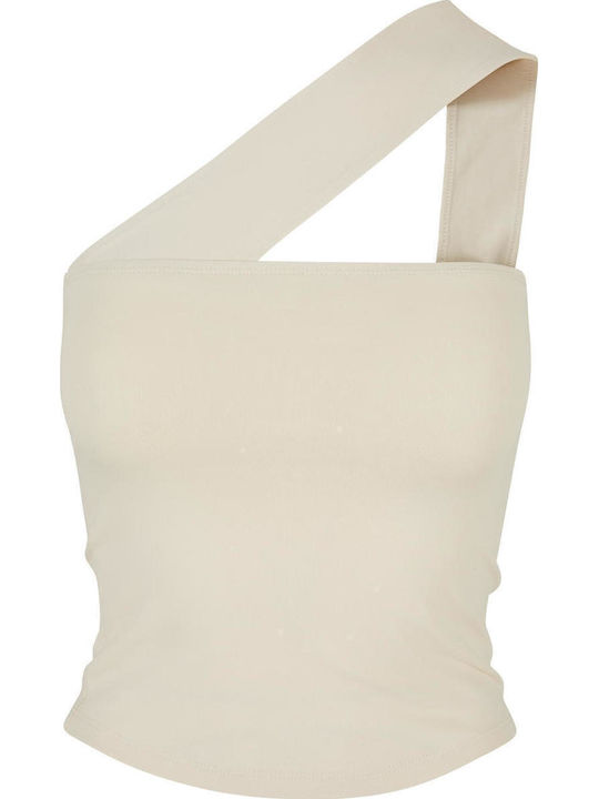 Γυναικεία Μπλούζα Βαμβακερή Off-Shoulder με έναν Ώμο Λευκή