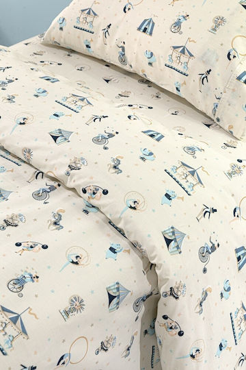 Saint Clair Sheet Set Single Cotton Enjoy Sky Ecru 165x250cm 2pcs
