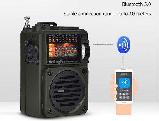 Hanrongda HRD-700 Портативен Радиоприемник Акумулаторен с Bluetooth Черен