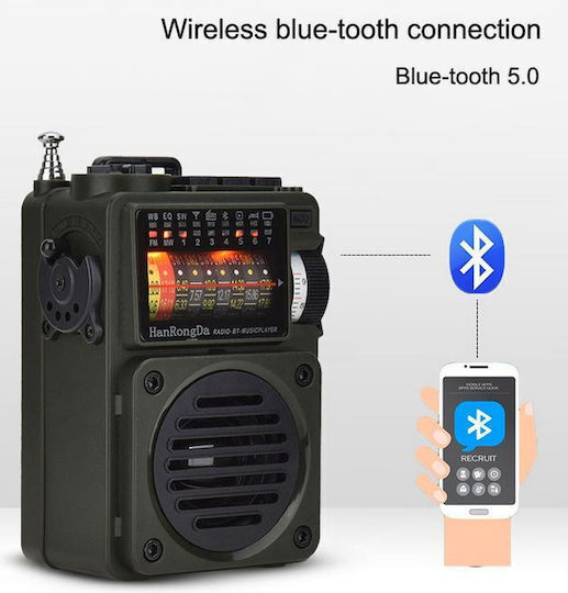 Hanrongda HRD-700 Портативен Радиоприемник Акумулаторен с Bluetooth Черен
