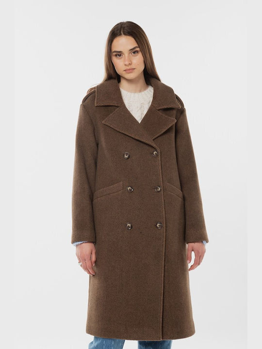 Pepe Jeans Women's Midi Coat with Buttons