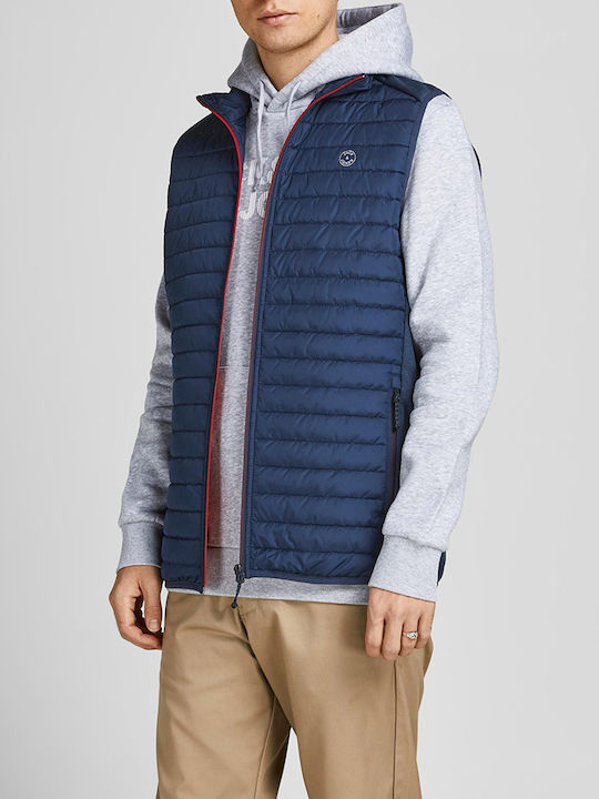 Jack & Jones Bodywarmer Fără mâneci Geacă pentru bărbați de iarnă Puffer sacou bleumarin