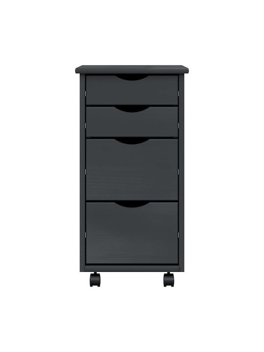 Sertar de Birou din Lemn Masiv Gri 34x39x65.5cm