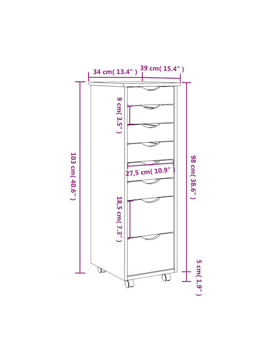 Office Storage Solid Wood Drawer Gray L34xW39xH103cm
