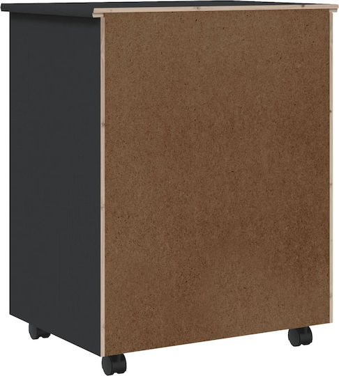 vidaXL Büroaufbewahrungsschublade aus Massivholz mit Rädern in Grau 53x39x65,5cm