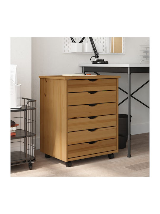 Office Storage Solid Wood Drawer Honey Brown L53xW39xH65.5cm