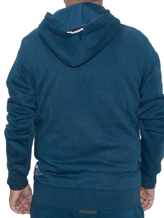 Body Action Men's Sweatshirt Jacket with Hood Blue