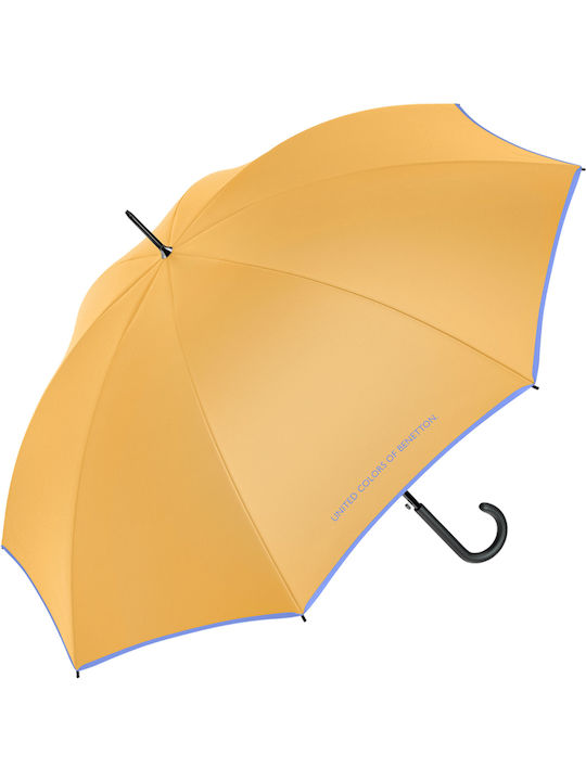 Benetton Automatic Umbrella with Walking Stick Yellow