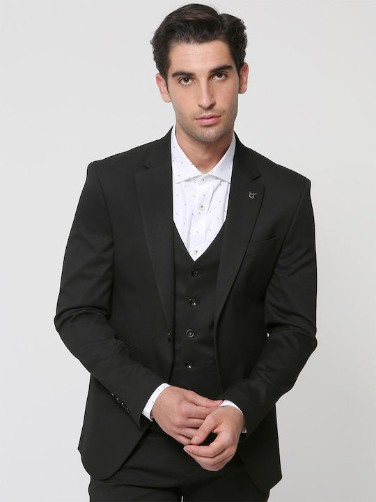 Men's Suit with Vest Black
