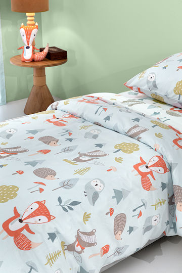 Saint Clair Set Kinderbettbezug Einzel mit Kissenbezug Baumwolle Mint 160x220cm