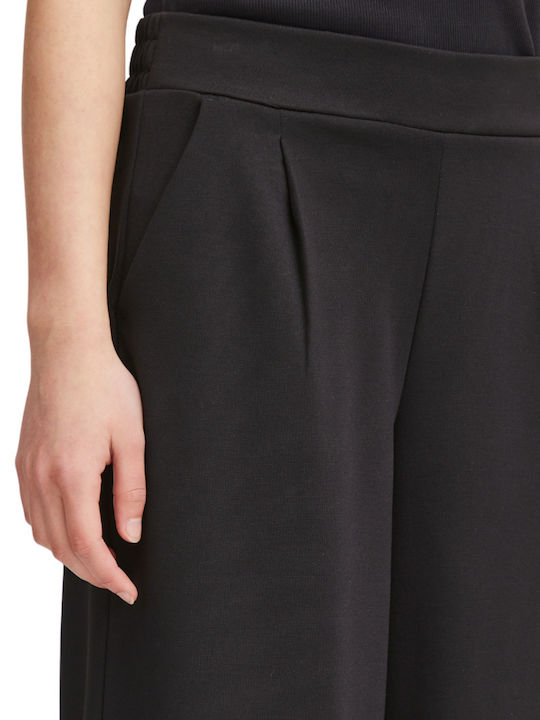Damen Stoff Hose in Weiter Linie Schwarz
