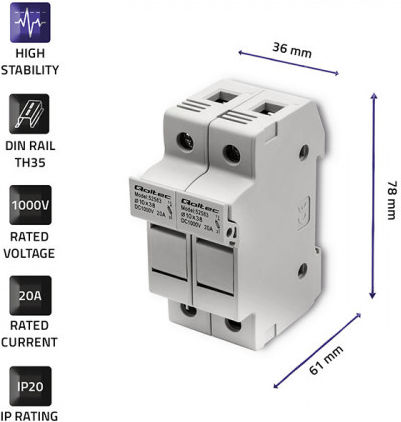 Qoltec Phase 2-Pole Power Relay 20A 1000V