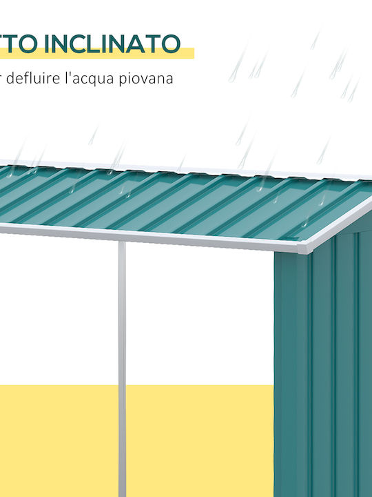 Outsunny Woodshed Μεταλλικό Ράφι Αποθήκευσης Ξύλων 240x86x160cm Πράσινο