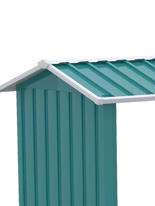 Outsunny Woodshed Μεταλλικό Ράφι Αποθήκευσης Ξύλων 240x86x160cm Πράσινο