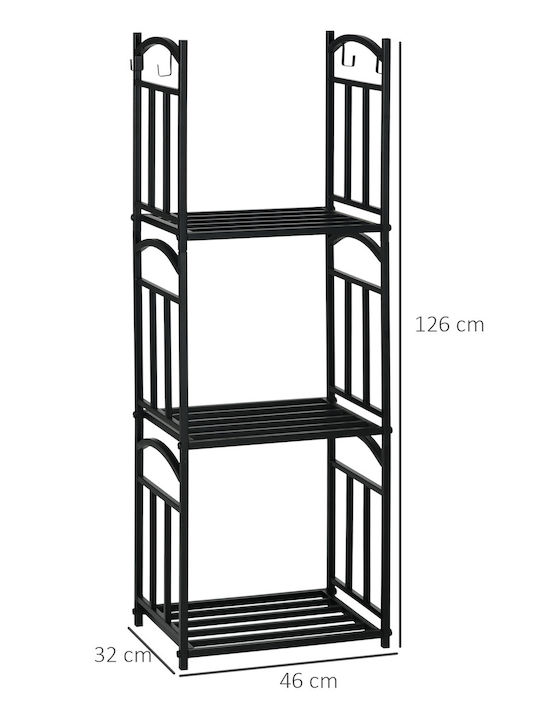 Outsunny Металик Рафт Съхранение на Дърва 46x32x126см Черен