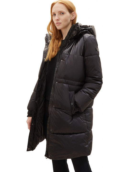 Kurz Damen Puffer Jacke für Winter Schwarz