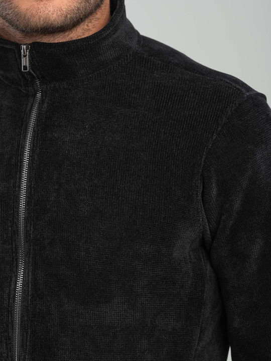 Vittorio Artist Men's Cardigan with Zipper Black